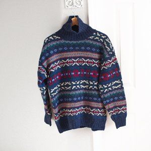 Festive Winter 100% Wool Turtleneck Sweater